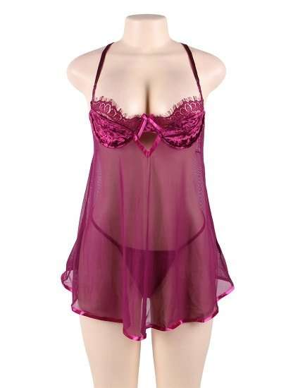 PINK LACE BUST BOW DETAIL SATIN BABYDOLL NIGHTIE | Night dress for women,  Lace intimates, Night dress for women honeymoon