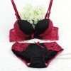 Buy Red & Black Bra Panty Set Online in India